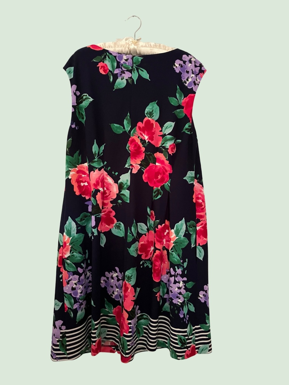 Jessica Howard Black Floral A-Line Dress with Red & Purple Blooms